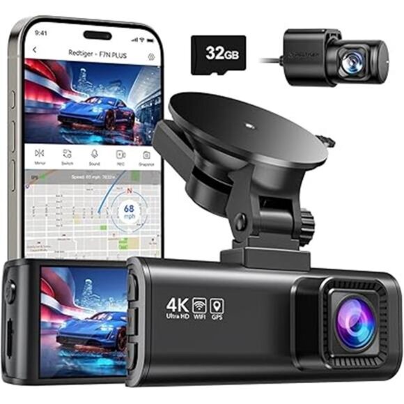 Dash Cam Front Rear, 4K/2.5K Full HD Dash Camera for Cars, Included 32GB Card - Picture 7 of 7